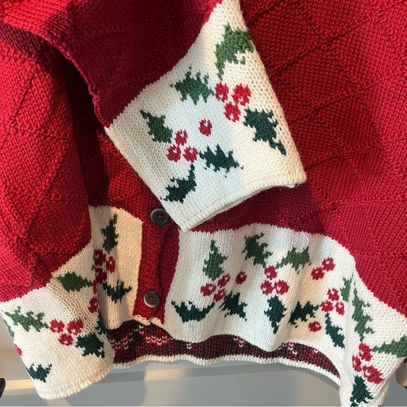 NWT Celtic Isle XXL 100% Merino Wool Irish Sweater Ireland Red Christmas Holly - Picture 2 of 5
